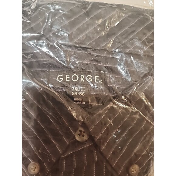 GEORGE size 3XL 54 - 56 Mens Dress Shirt big & tall long sleeve black casual new - Picture 3 of 4